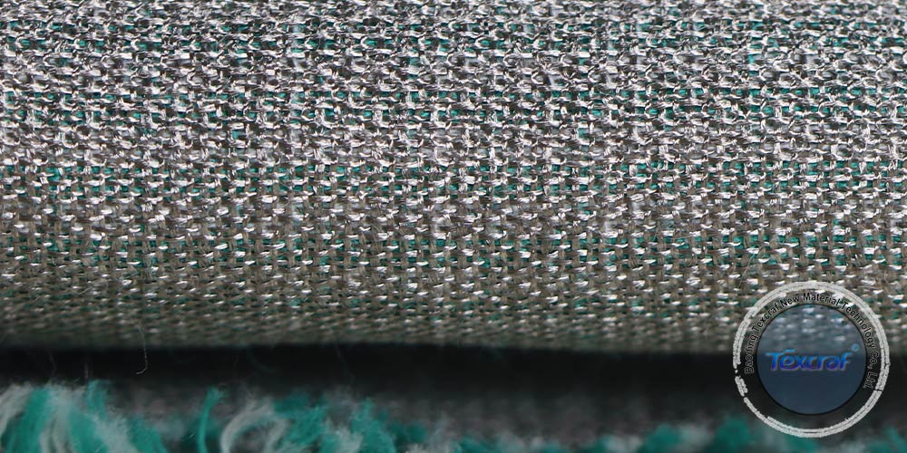 Green Plaid Silver Fiber Conductive Fabric