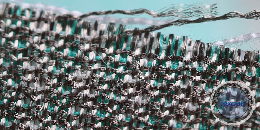 Green Plaid Silver Fiber Conductive Fabric