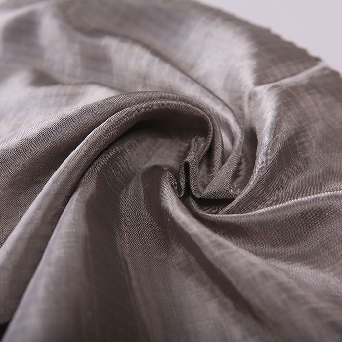 100% Silver Fiber Check Fabric