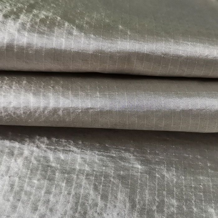 100% Silver Fiber Check Fabric