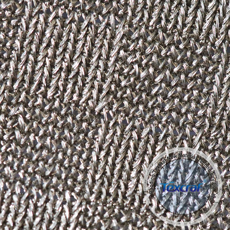 Silver Plaid Conductive Fabric