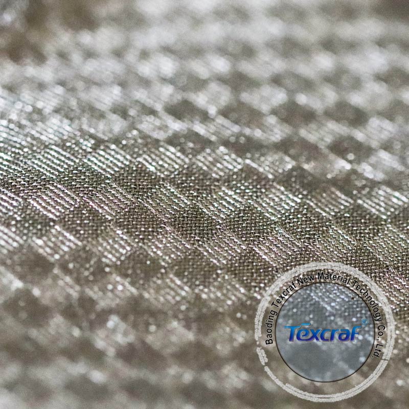 Silver Plaid Conductive Fabric