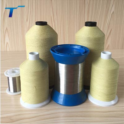 Aramid coated stainless steel yarn Aramid coated stainless steel yarn