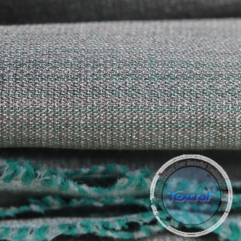 Green Plaid Silver Fiber Conductive Fabric